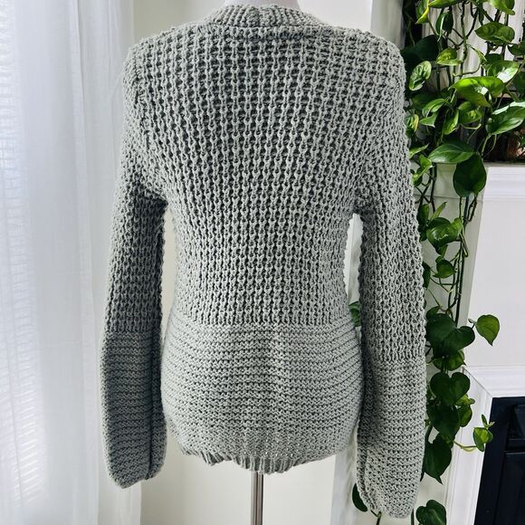 AP Adyson Parker Gray Chunky Knit Extra Long Sleeve Cozy Sweater - Medium - Picture 6 of 9